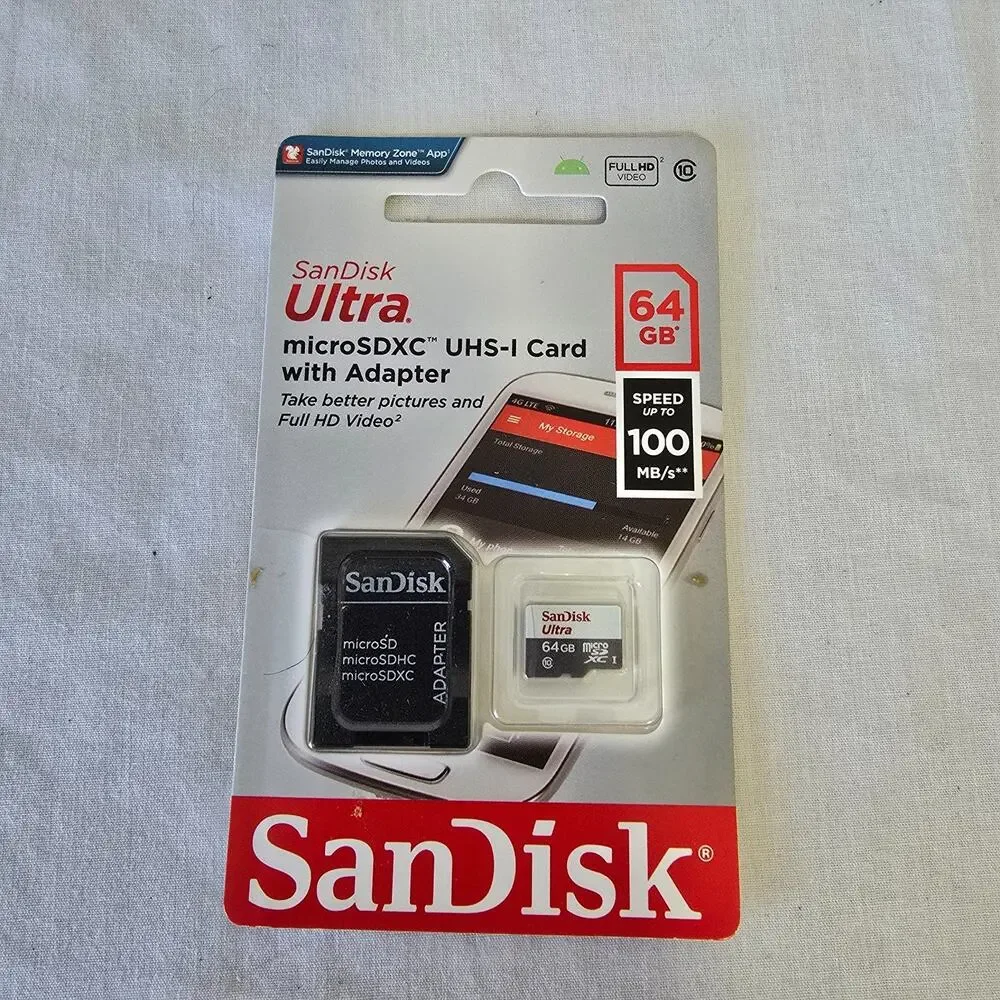 SanDisk 64GB Ultra Micro SDXC USH-I Card w/ Adapter New Sealed